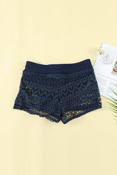 Lace Shorts Attached Swim Bottom